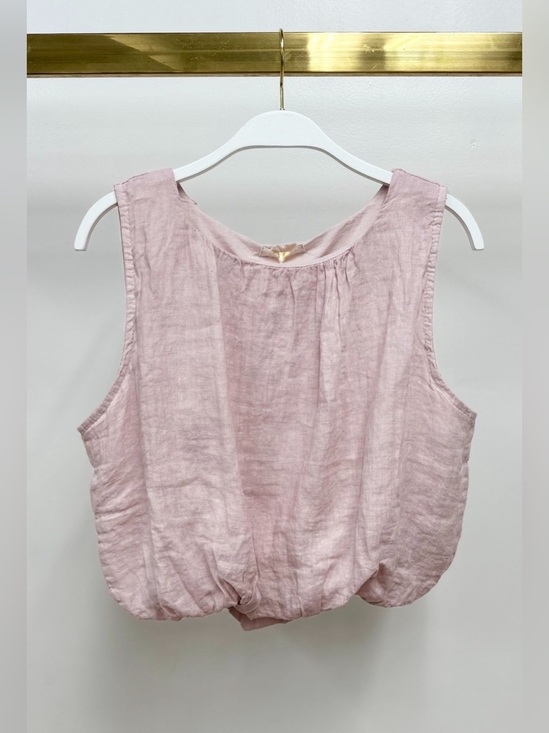 Milio Milano Tops - (11602-LINEN-BLS) LINEN SLEEVELESS BUBBLE TOP WITH INNER LINING